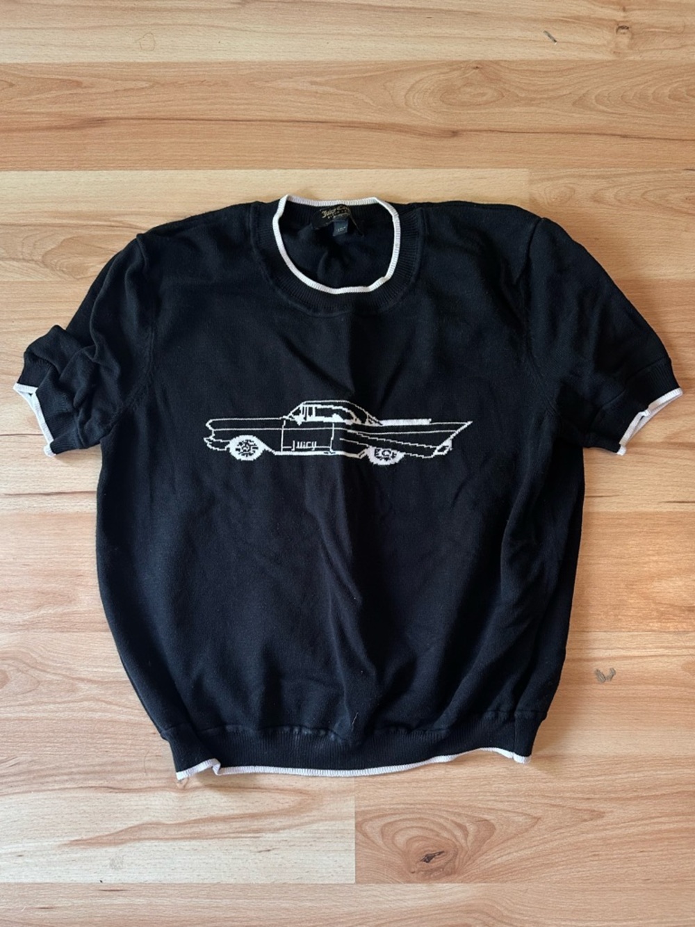 Juicy Couture Knit Tee with White Car Graphic